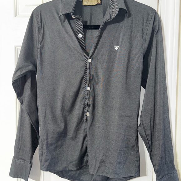 Gray Casual Button Down Shirt with Long Sleeves and Tailored Fit - Picture 1 of 4